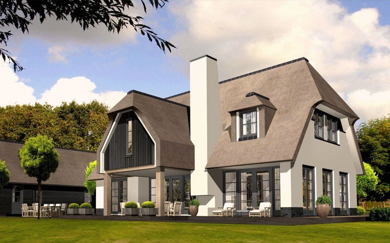 IBOC modern wit landhuis rieten dak zwarte planken schuur Gerrit Jan ter Horst