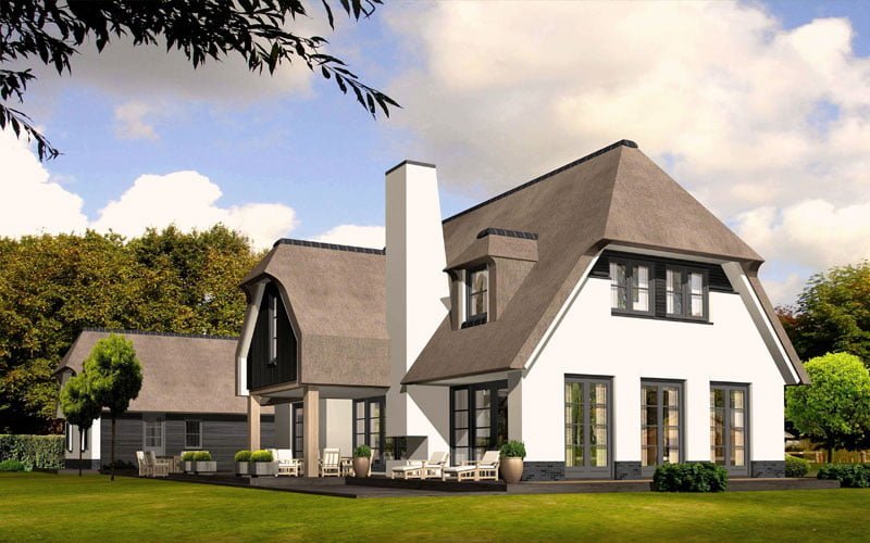 IBOC modern wit landhuis rieten dak zwarte planken schuur Gerrit Jan ter Horst