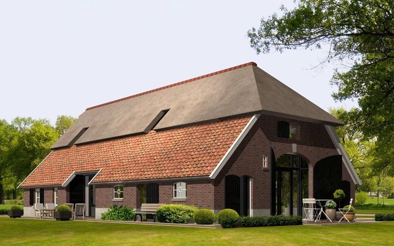 IBOC woonboerderij met deeldeuren rieten dak rode pannen traditioneel Gerrit Jan ter Horst